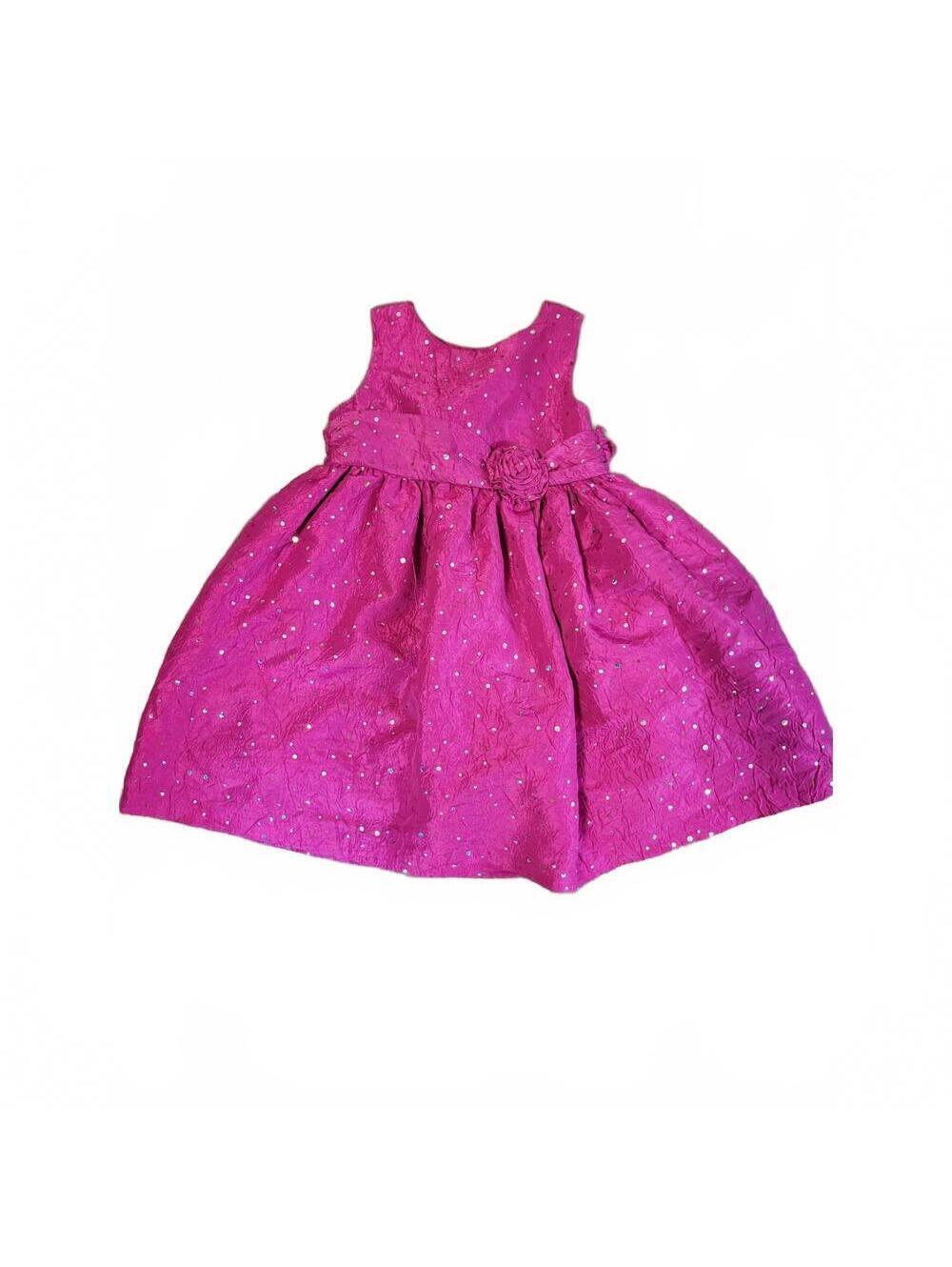 Toddler Girl Sleeveless Pink Sequin Dress With Sash Size 2T